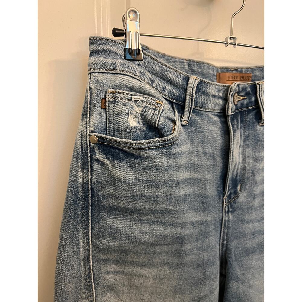 Judy Blue High-Rise Side Panel Barrel Fit Jeans 7/28 Light wash Stretchy Boho - Picture 7 of 10